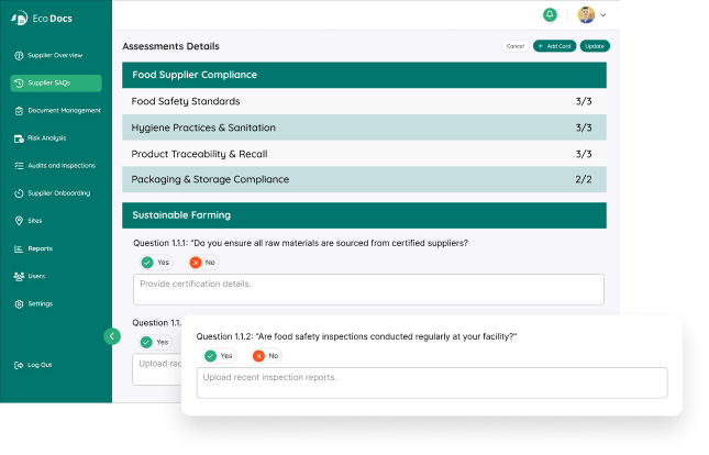 Image showing supplier assessment questions