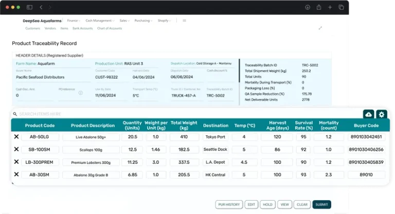 aquaculture traceability software